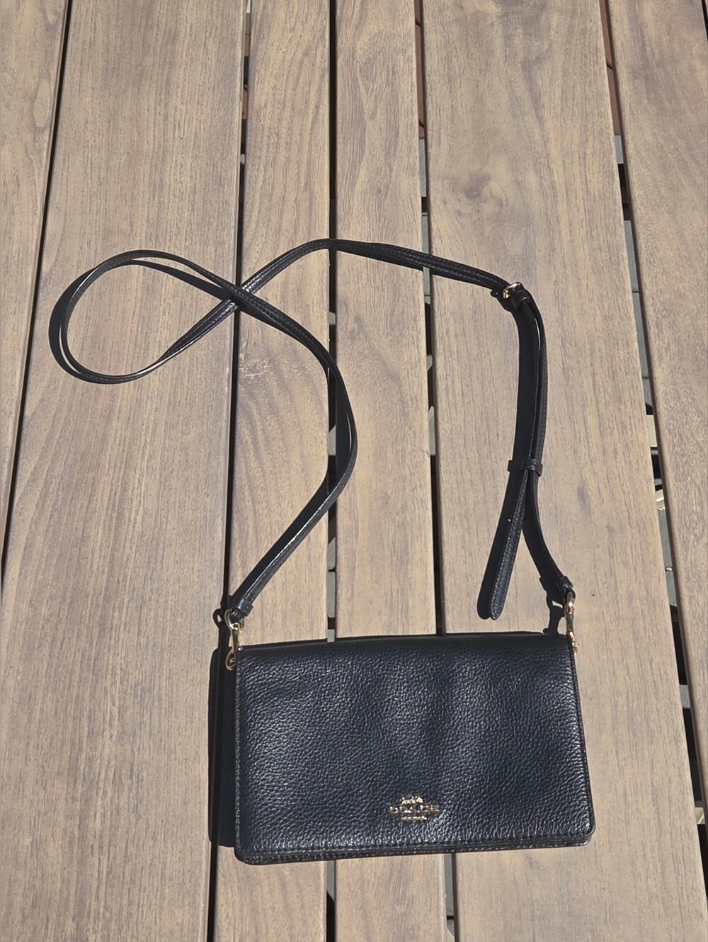 Coach Black Pebbled Leather Crossbody Purse